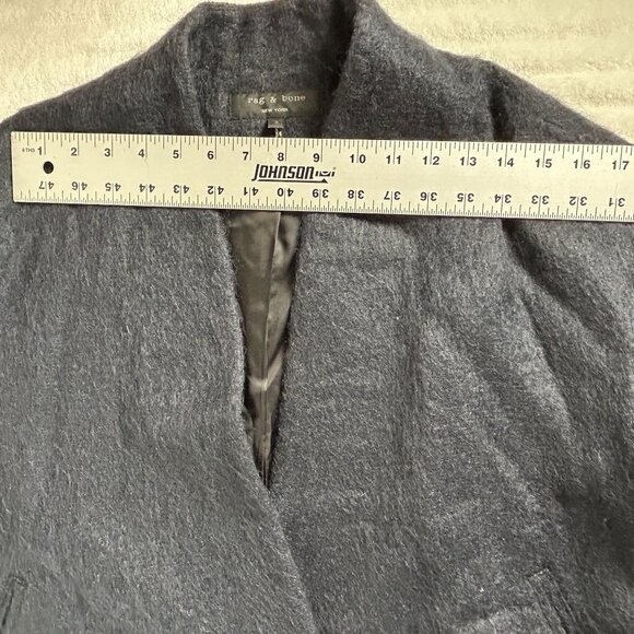 Rag & Bone Womens Mohair Wool Cardigan Jacket Charcoal Size 8 Open Front Lined - Picture 8 of 10